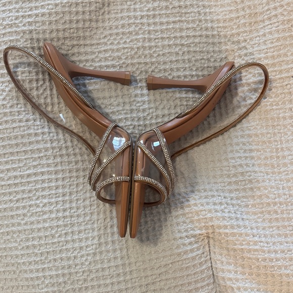 NWOT ZARA Elegant clear and Tan Heels with embellishments size 38 - Picture 4 of 7